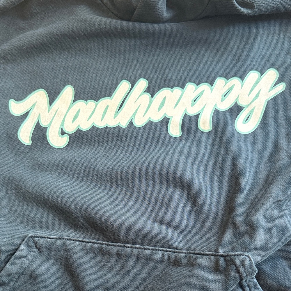 Madhappy Navy Blue Hoodie with White Script Logo (Unisex Small) - Picture 2 of 7